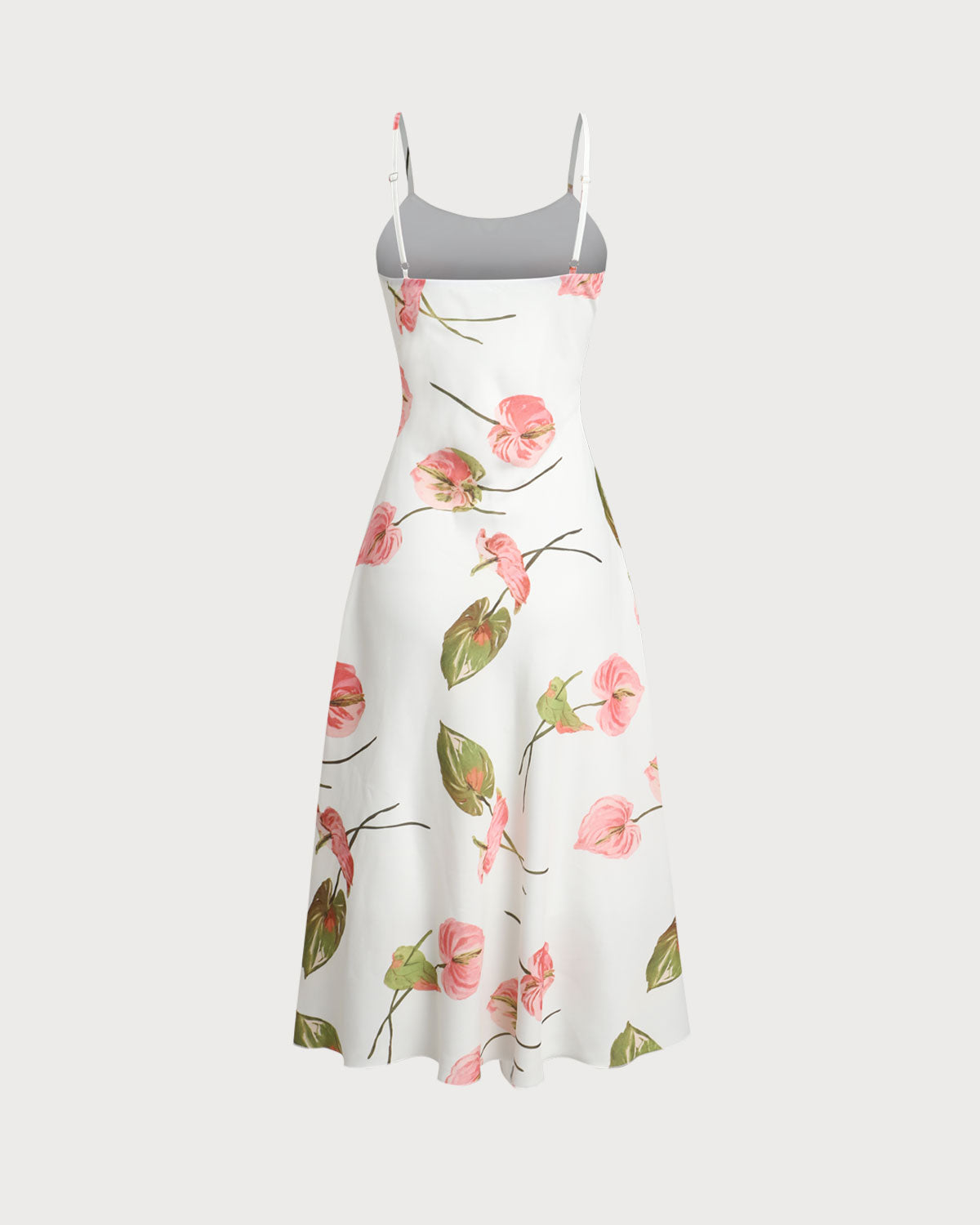 Sueña™ Beyaz Çiçekli Slip Midi Elbise