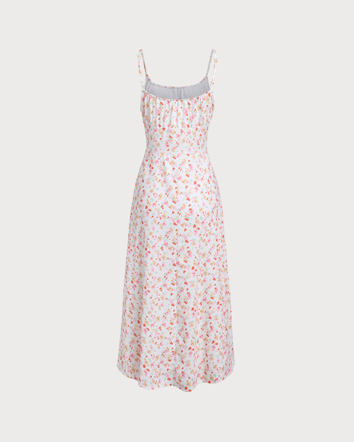 Sueña Pembe Çiçekli Drapeli Slip Midi Elbise