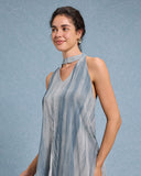 Sueña™ Yeşil Tie Dye V Yaka Kolsuz Midi Elbise