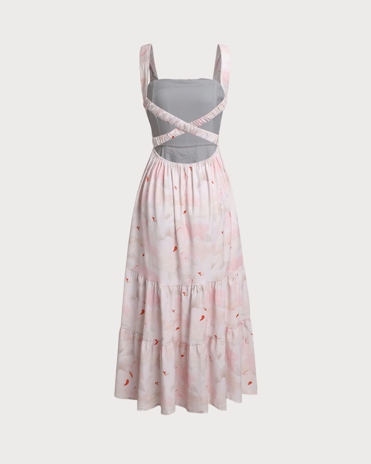 Sueña™ Pembe Çiçekli Sırtı Açık Slip Midi Elbise