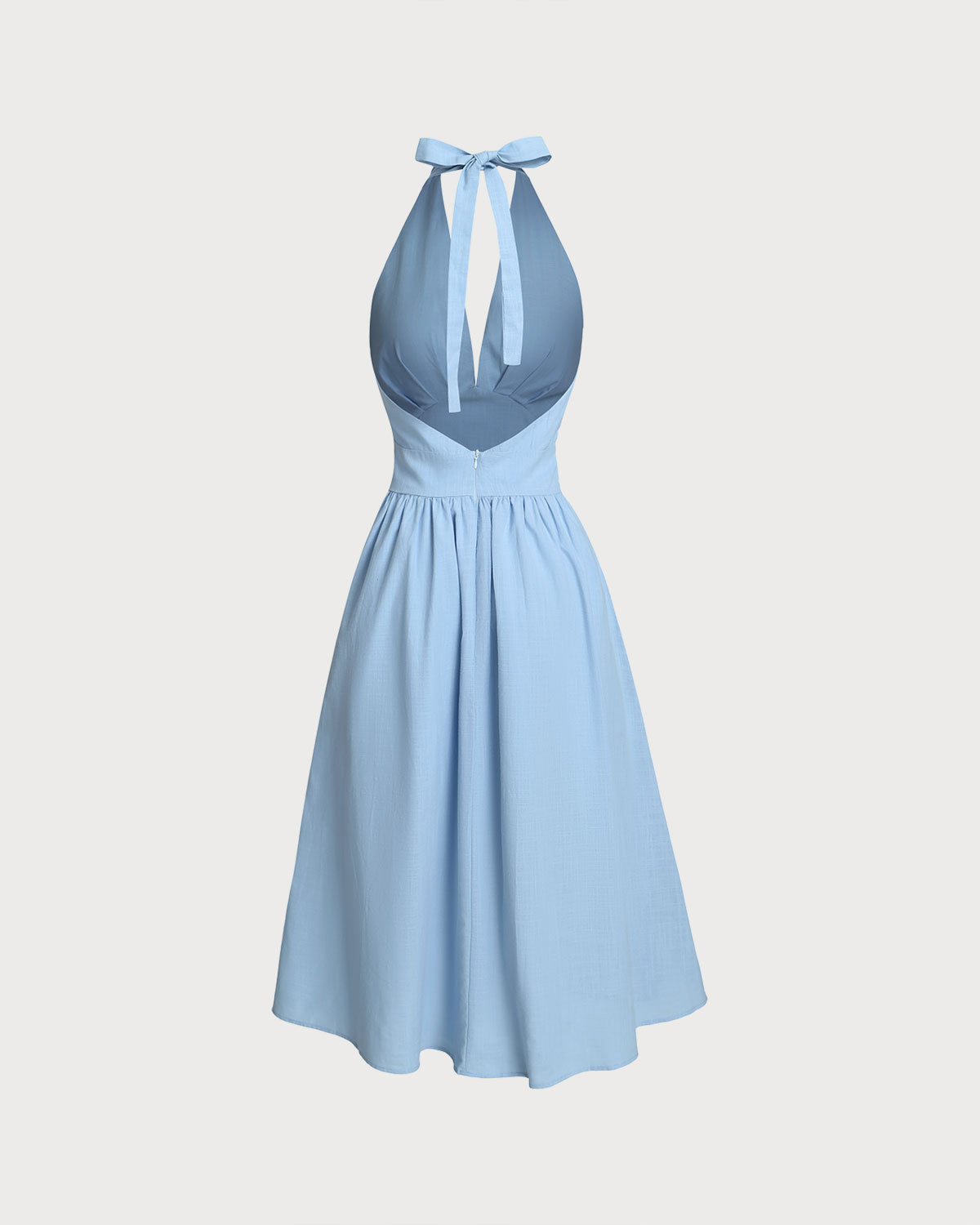 Sueña™ Mavi Halter Pileli Midi Elbise