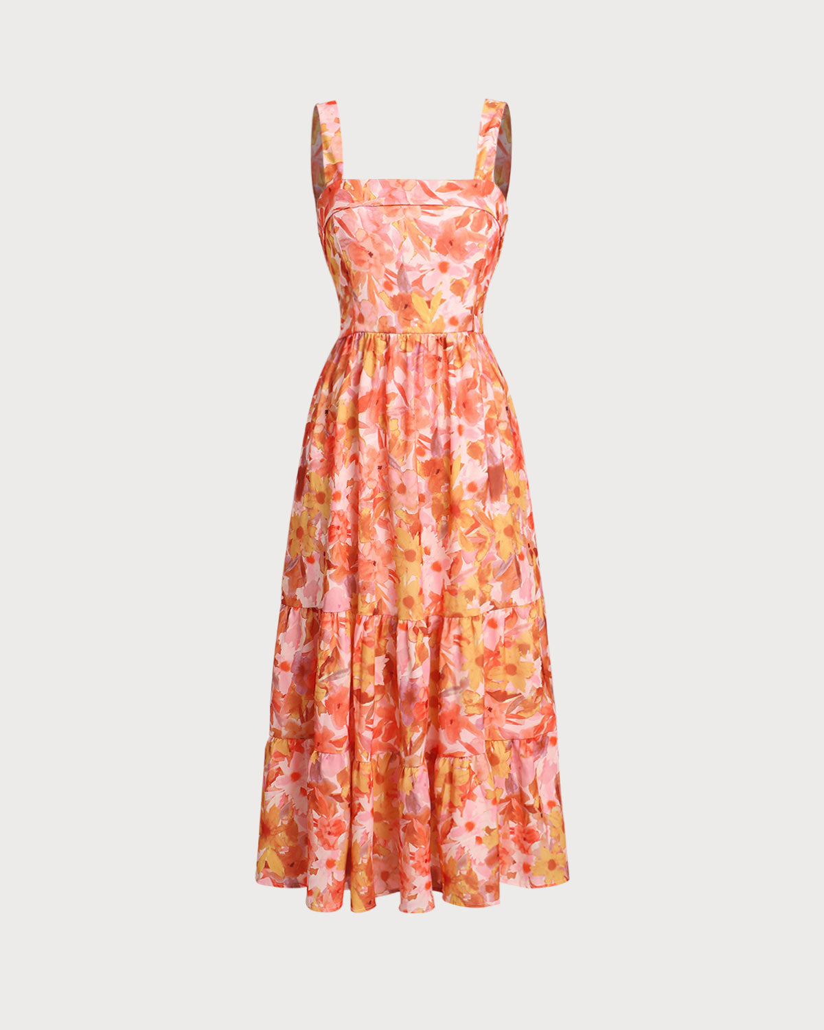Sueña™ Pembe Çiçekli Sırtı Açık Slip Midi Elbise