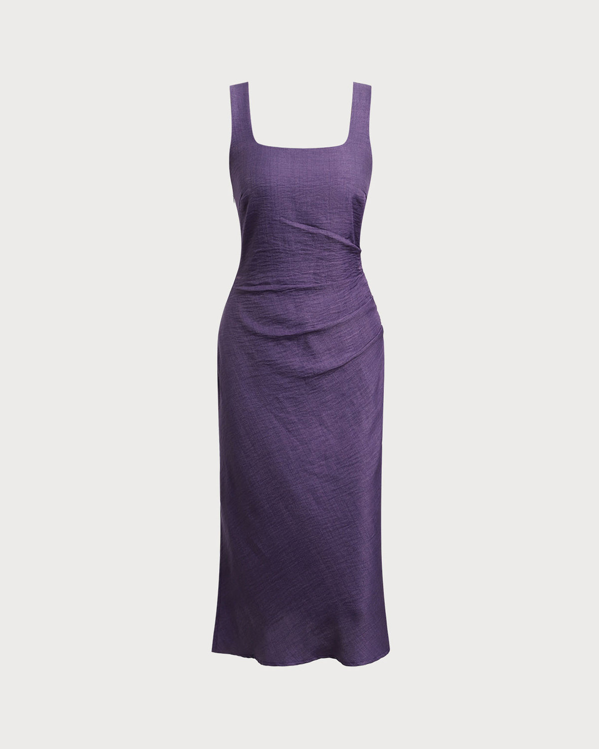 Sueña Mor Kare Yaka Slip Midi Elbise