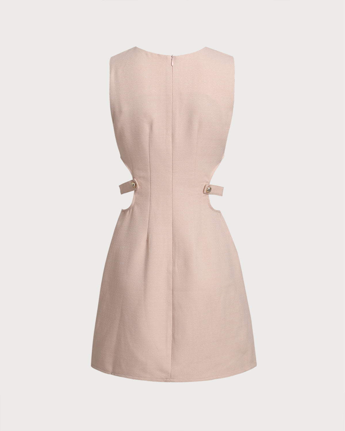 Sueña™ Pembe Tekne Yaka Kesik Kolsuz Mini Elbise