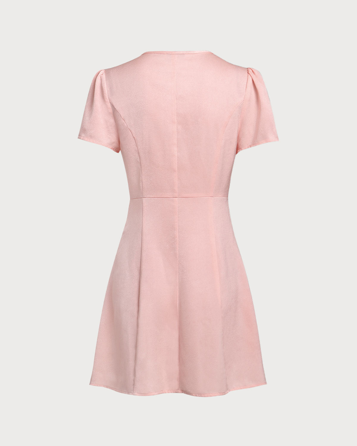 Sueña™ Pembe V Yaka Düğmeli Mini Elbise