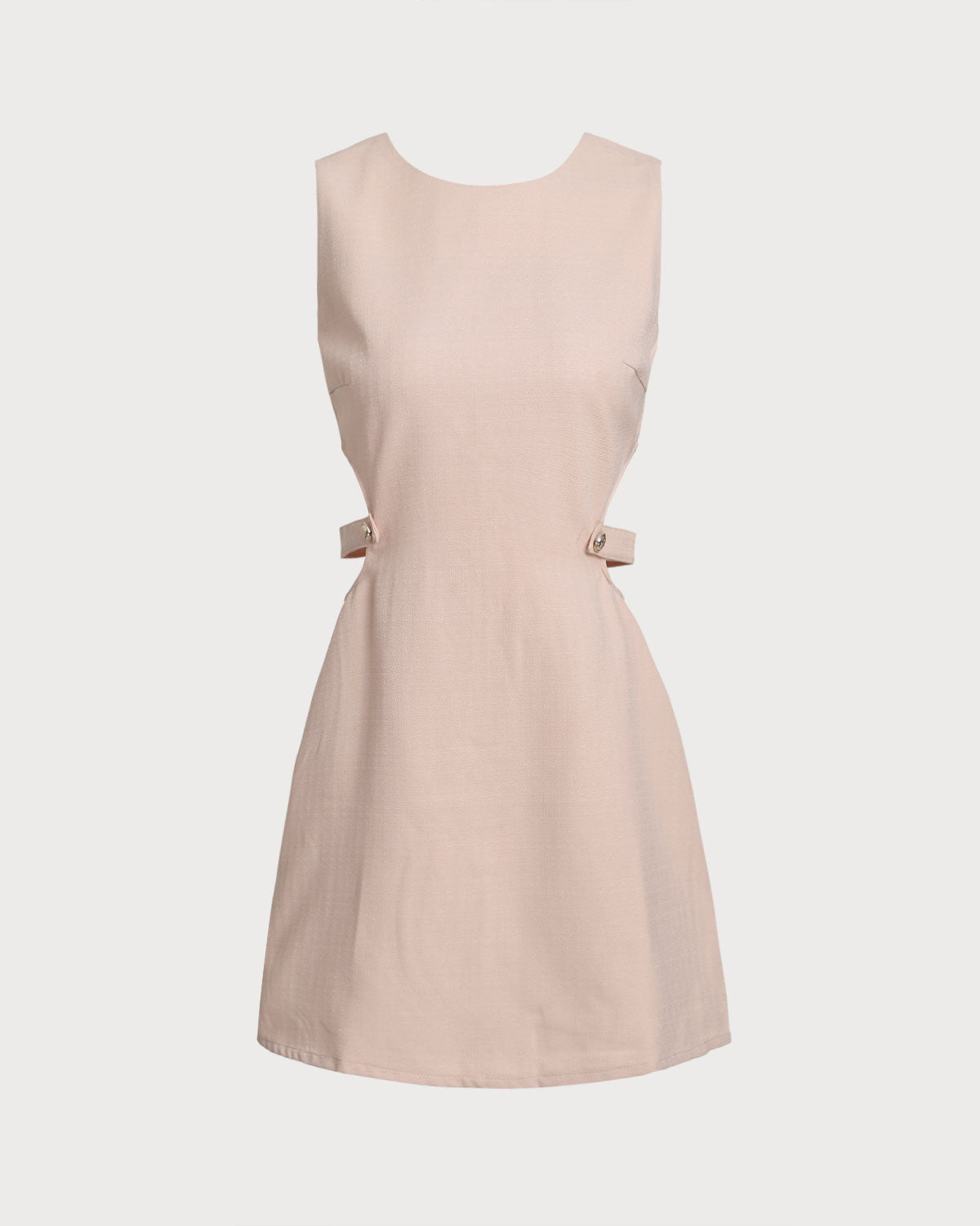 Sueña™ Pembe Tekne Yaka Kesik Kolsuz Mini Elbise