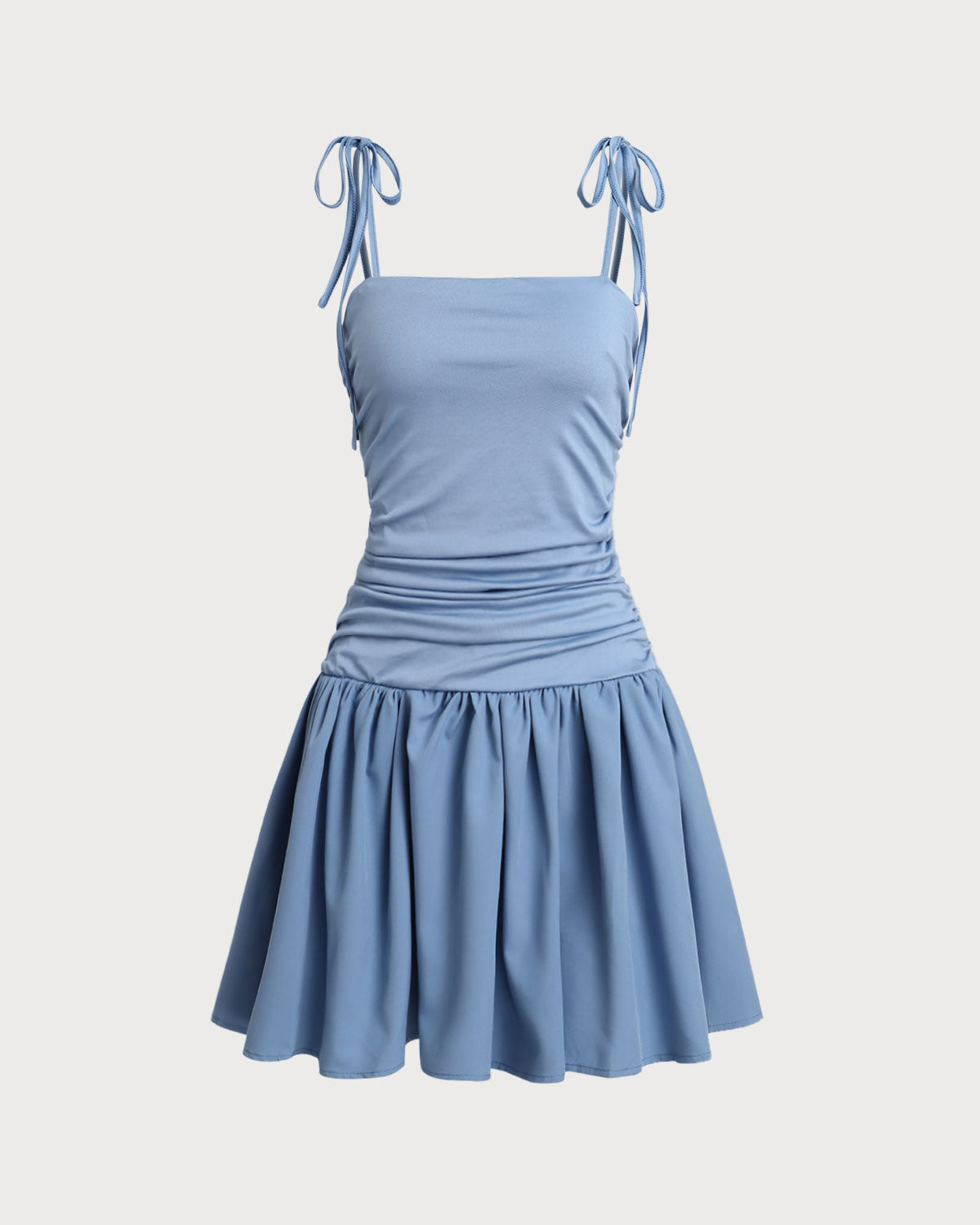 Sueña™ Mavi Dantelli Kravat Askılı Mini Elbise