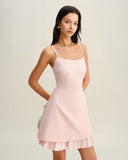 Sueña™ Pembe Kontrast A Kesim Slip Mini Elbise