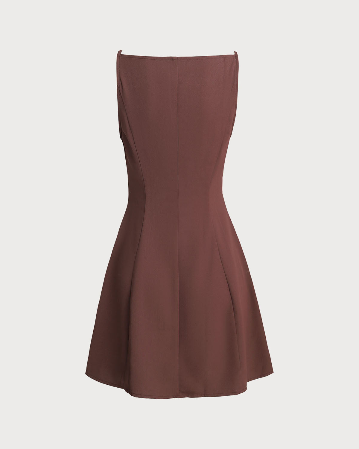 Sueña™ Kahverengi Düğmeli Pileli Slip Mini Elbise
