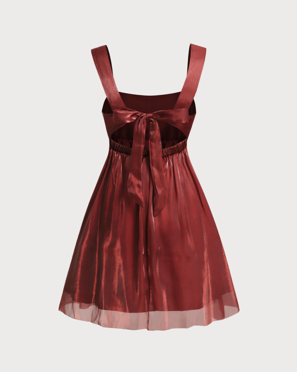 Sueña™ Şarap Kırmızısı Kare Yaka Slip Mini Elbise