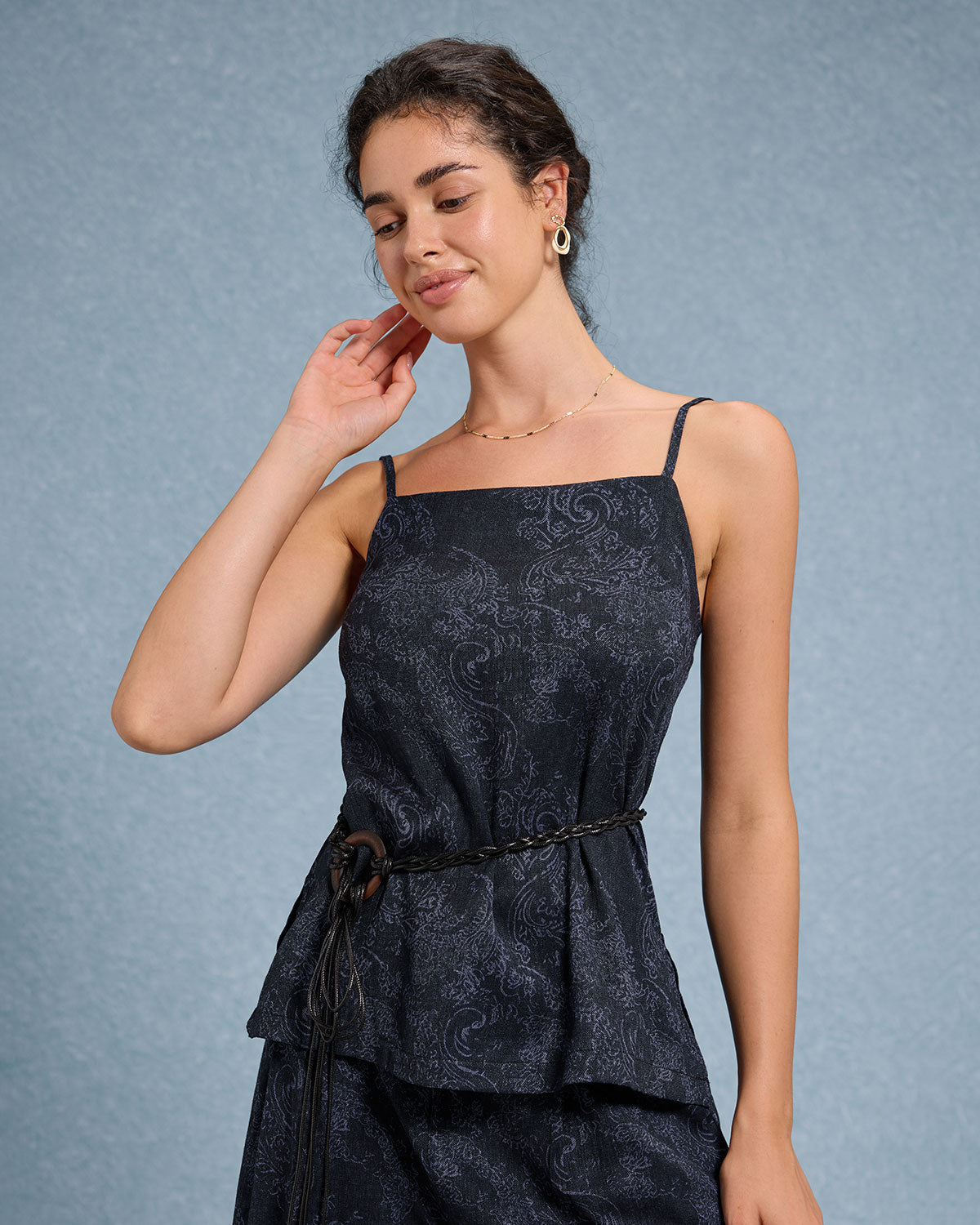 Sueña™ Mavi Dokulu Geniş Paça Pantolon