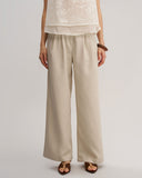 Kayısı Rengi Büzgülü Düz Pantolon