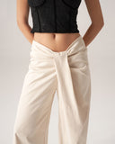 Sueña™ Bettydress-Beyaz Pileli Geniş Paça Pantolon