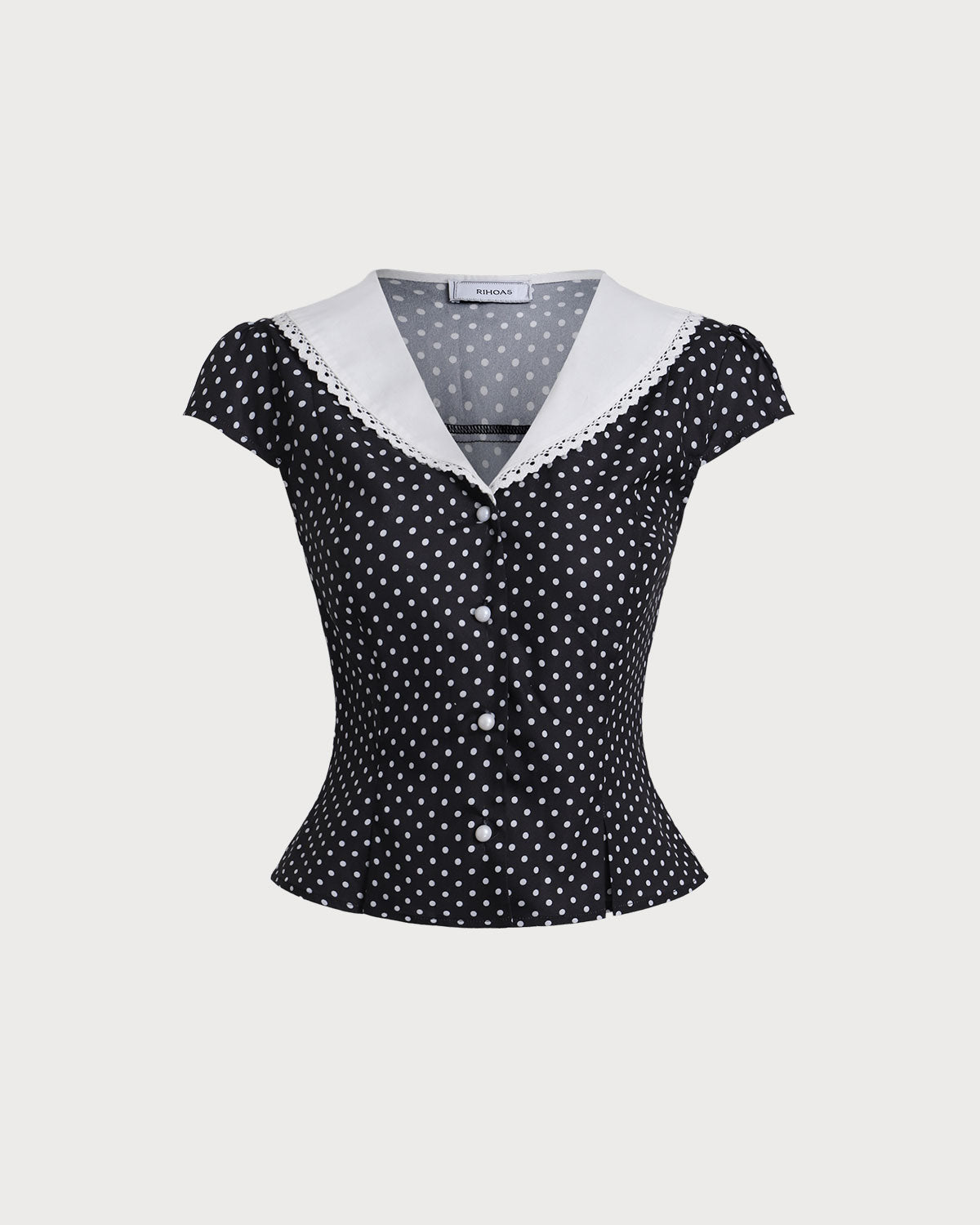 Sueña™ Siyah Polka Noktalı Kısa Kollu Gömlek