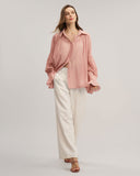 Pembe Büyük Boy Düğmeli Gömlek