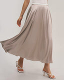 Pembe Lastikli Bel Kloş Midi Etek