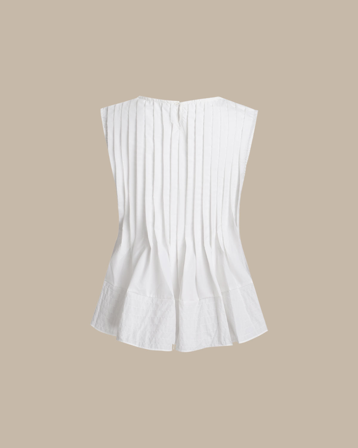 Sueña™ Beyaz Yuvarlak Yaka Pileli Tank Top