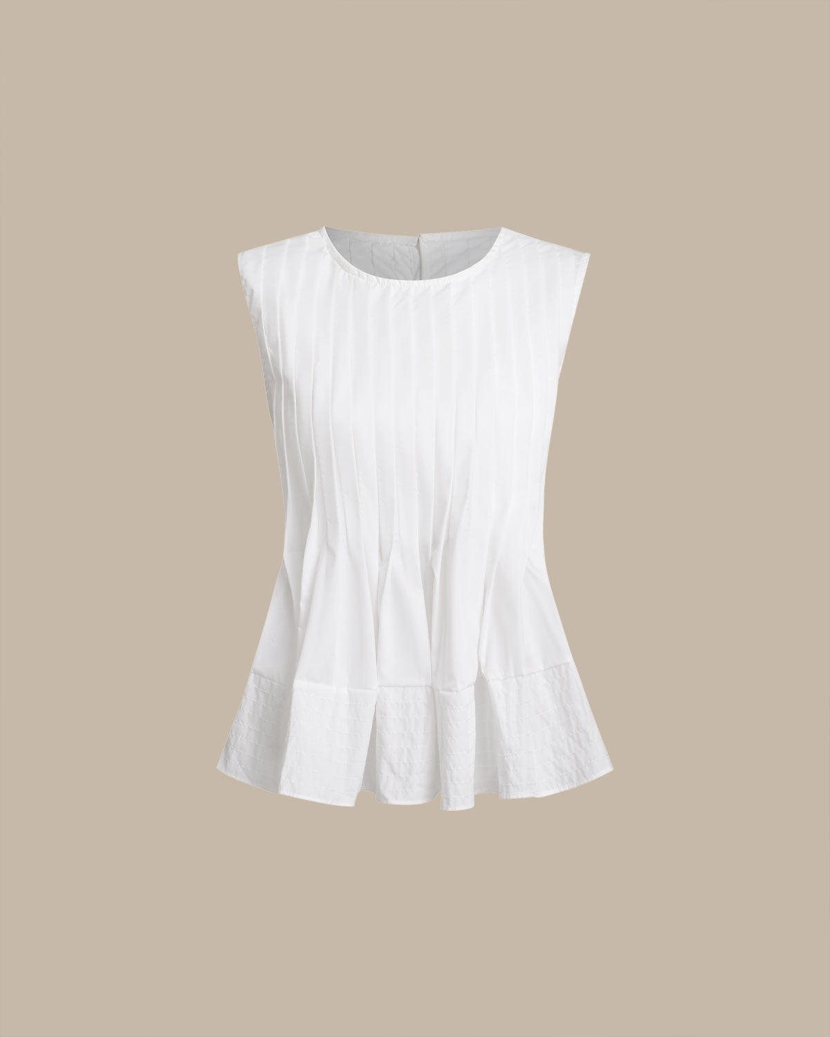 Sueña™ Beyaz Yuvarlak Yaka Pileli Tank Top