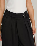 Siyah Büzgülü Düz Pantolon