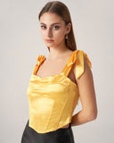 Sueña™ Bettydress-Sarı Saten Kravat Askılı Cami Üst