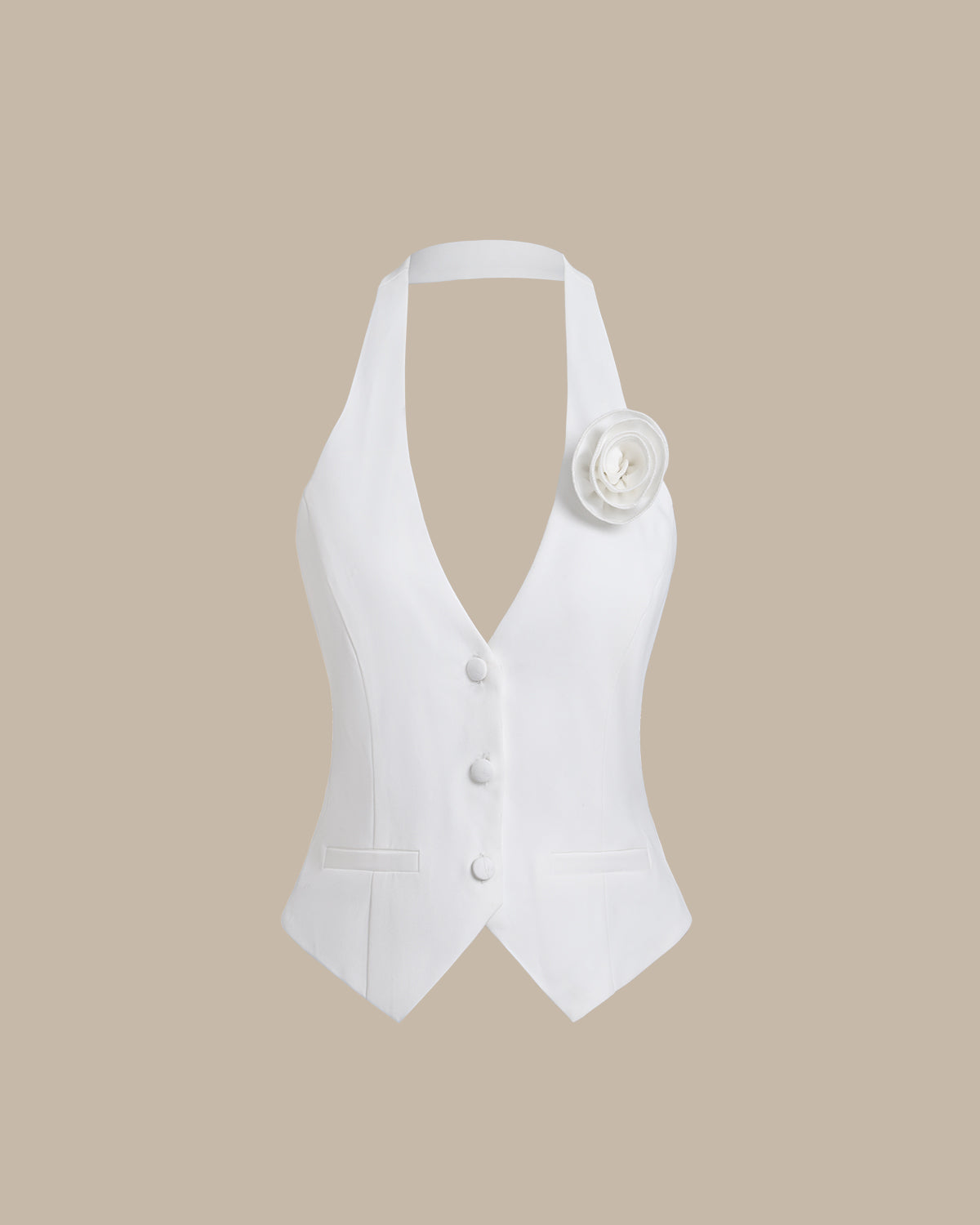 Sueña™ Beyaz Halter Düğmeli Yelek