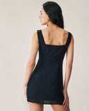 Sueña™ Siyah Dokulu Slip Mini Elbise