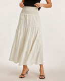 Kayısı Rengi Büzgülü Volanlı Katmanlı Etek